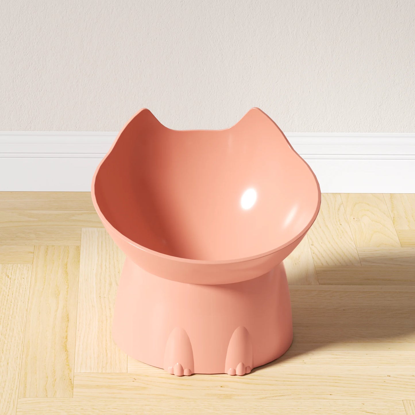 Elevated Anti-Tip Cat Bowl with Tilted Edge for Neck Comfort