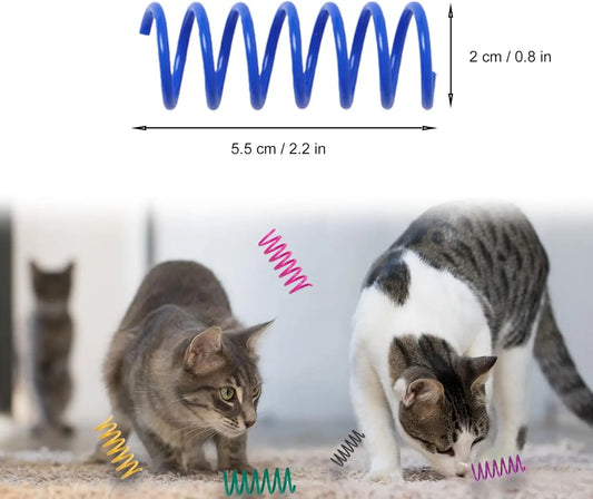 12PCS 12Colors Cat Spring Toys for Indoor Cats, Interactive Coil Springs for Self Play, Durable Heavy Plastic Cat Spiral Spring