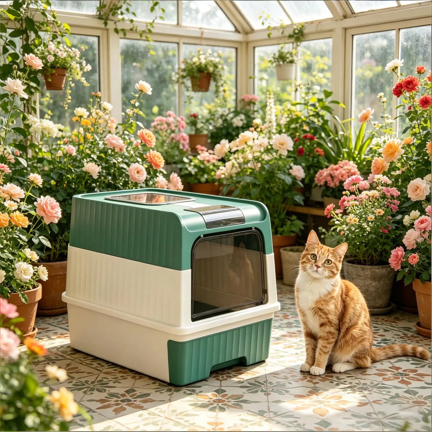 Ye Fully Enclosed Compact Pet Cat Litter Box