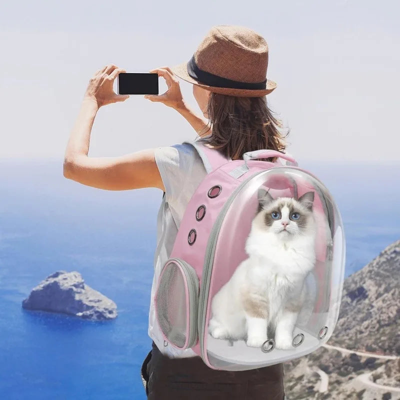 Pink Expandable Pet Backpack Carrier for Cats & Dogs