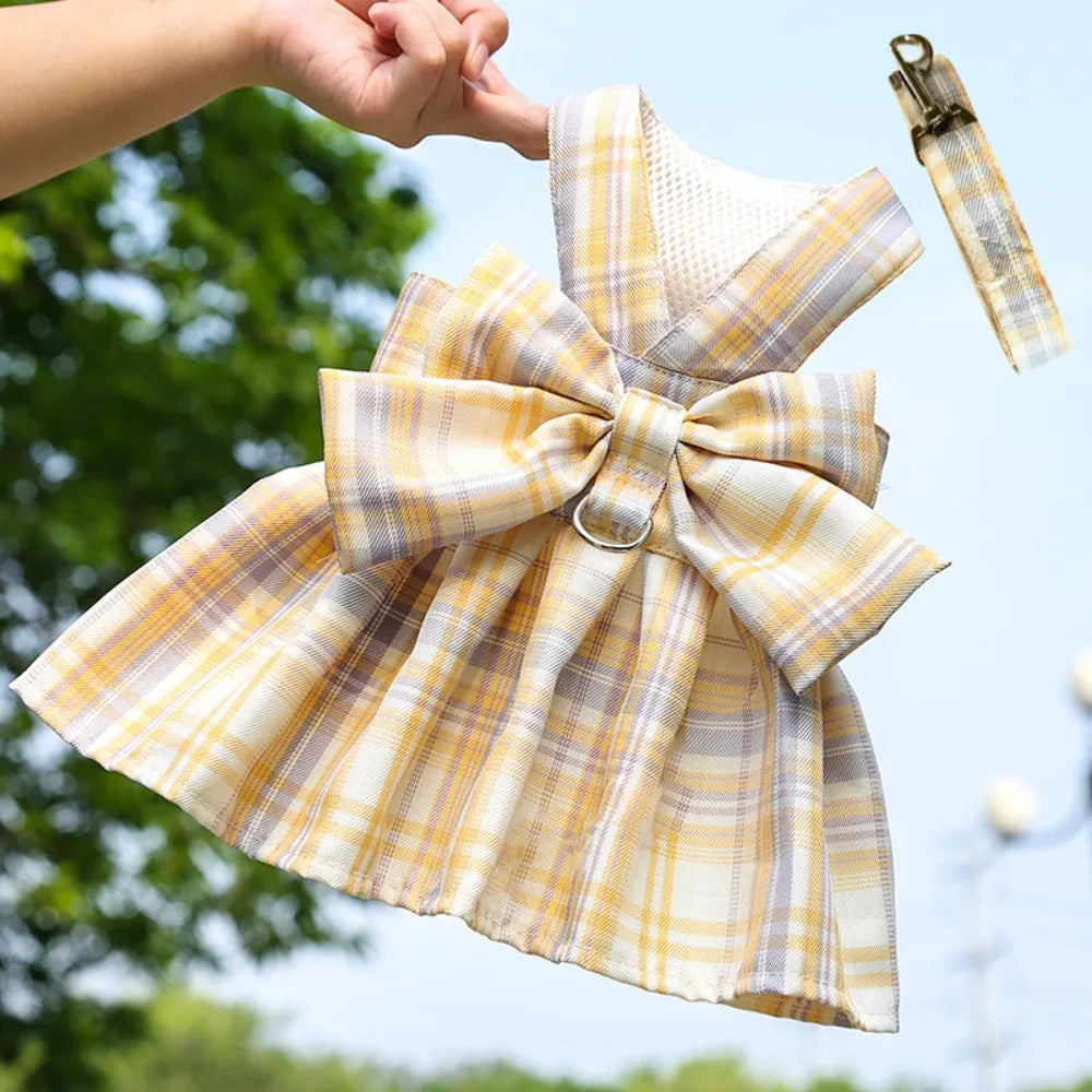 Plaid Pet Harness Dress with Leash Attachment product image 12
