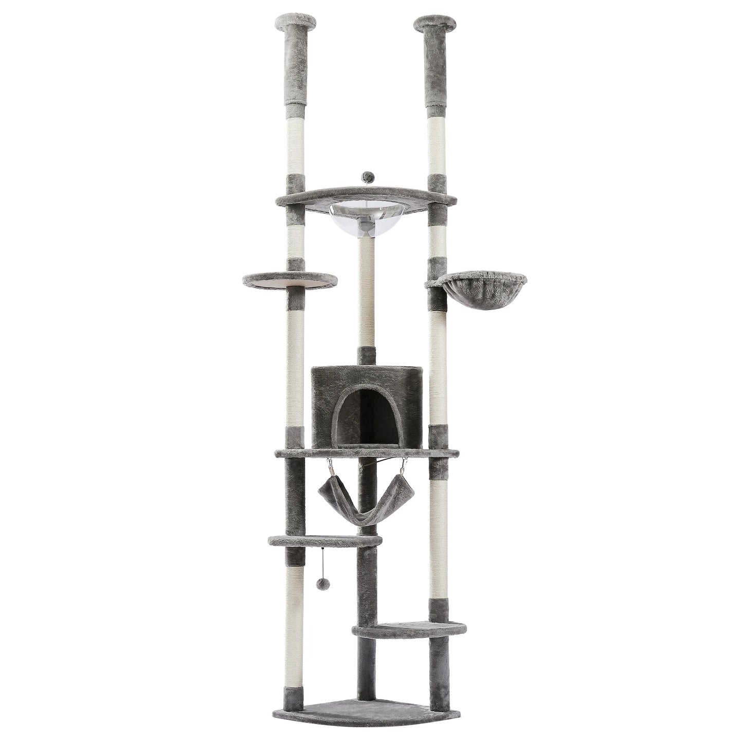 Floor-to-Ceiling Cat Tree with Condo, Hammock & Scratching Posts