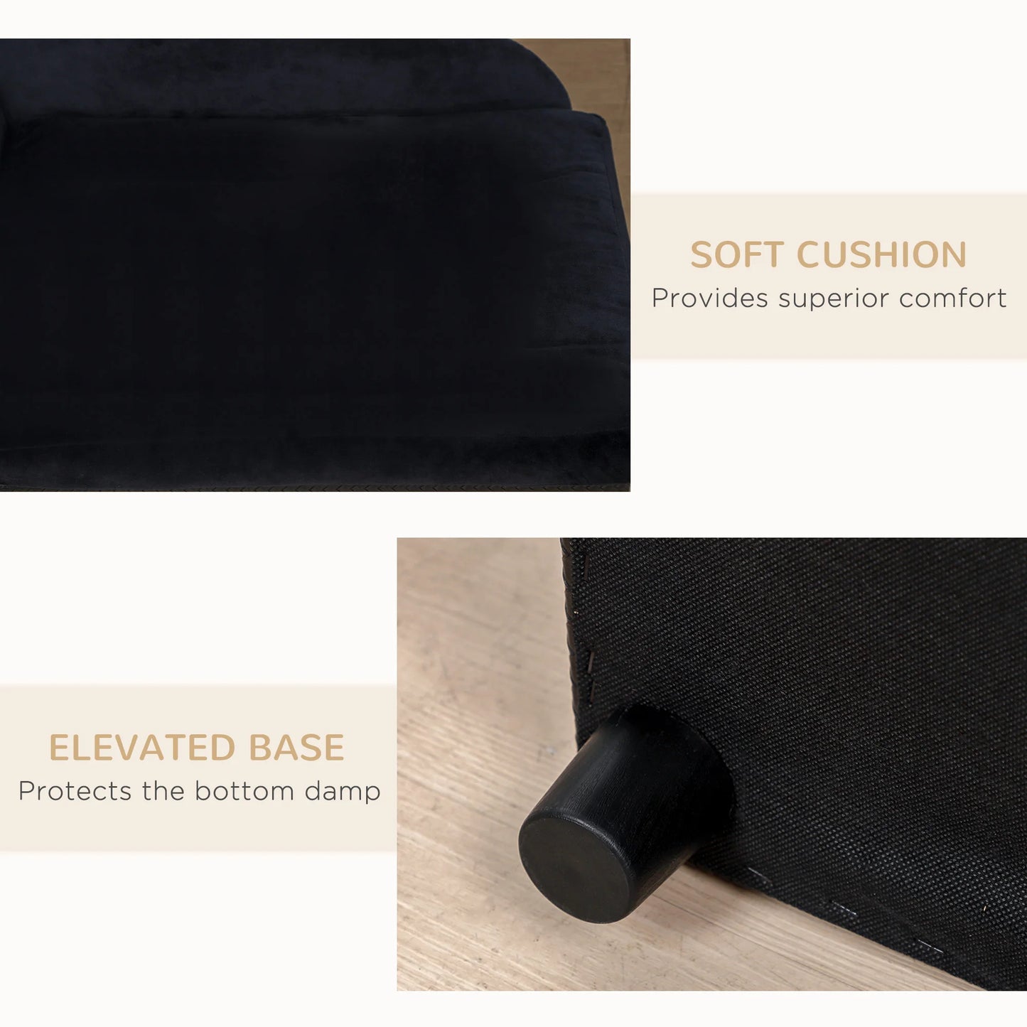 Pet Sofa Bed Couch with Storage, Pet Sofa for Cats and Small Dogs, Black