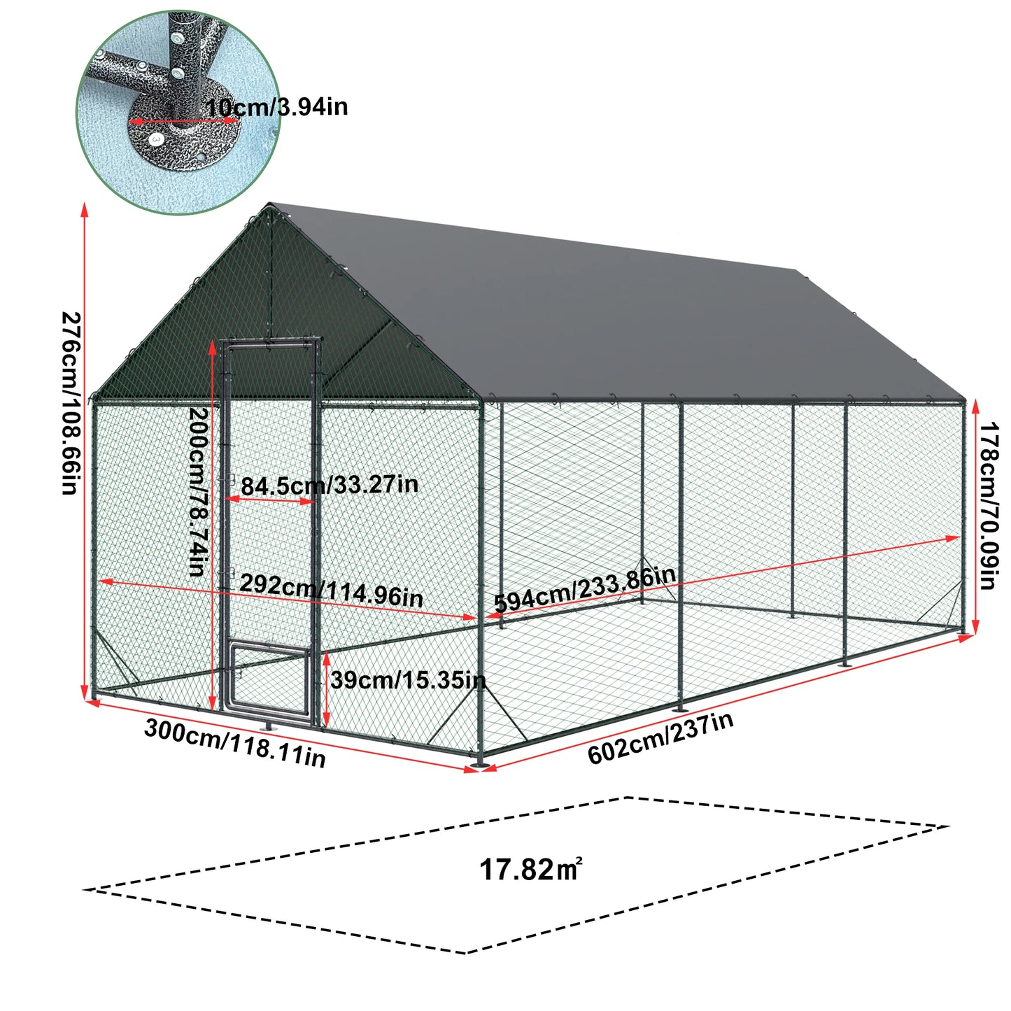 Walk-In Metal Chicken Coop with Cover and Netting product image 9