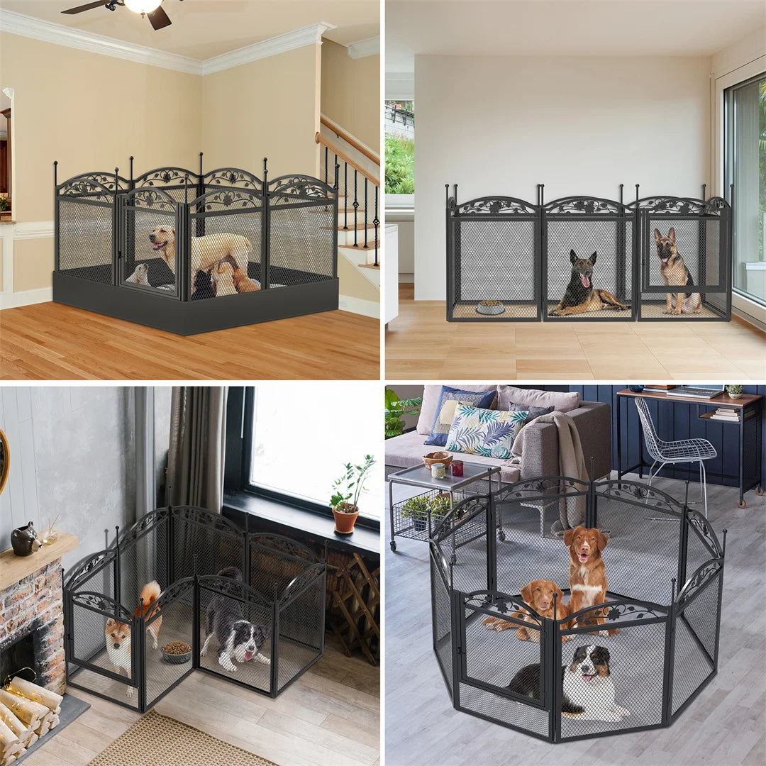 8-Panel Heavy-Duty Metal Dog Playpen with Waterproof Pad