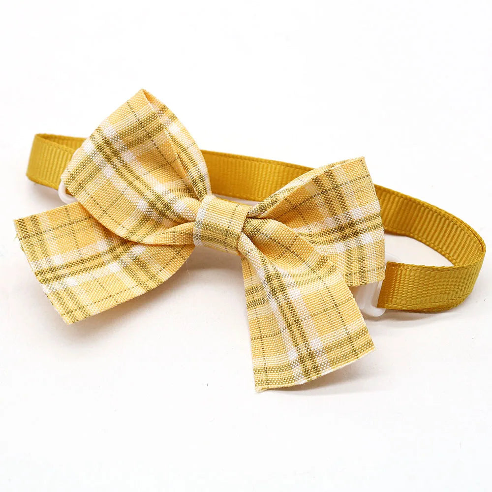 10-Pack Adjustable Plaid Dog Bow Ties - Handmade Pet Accessories