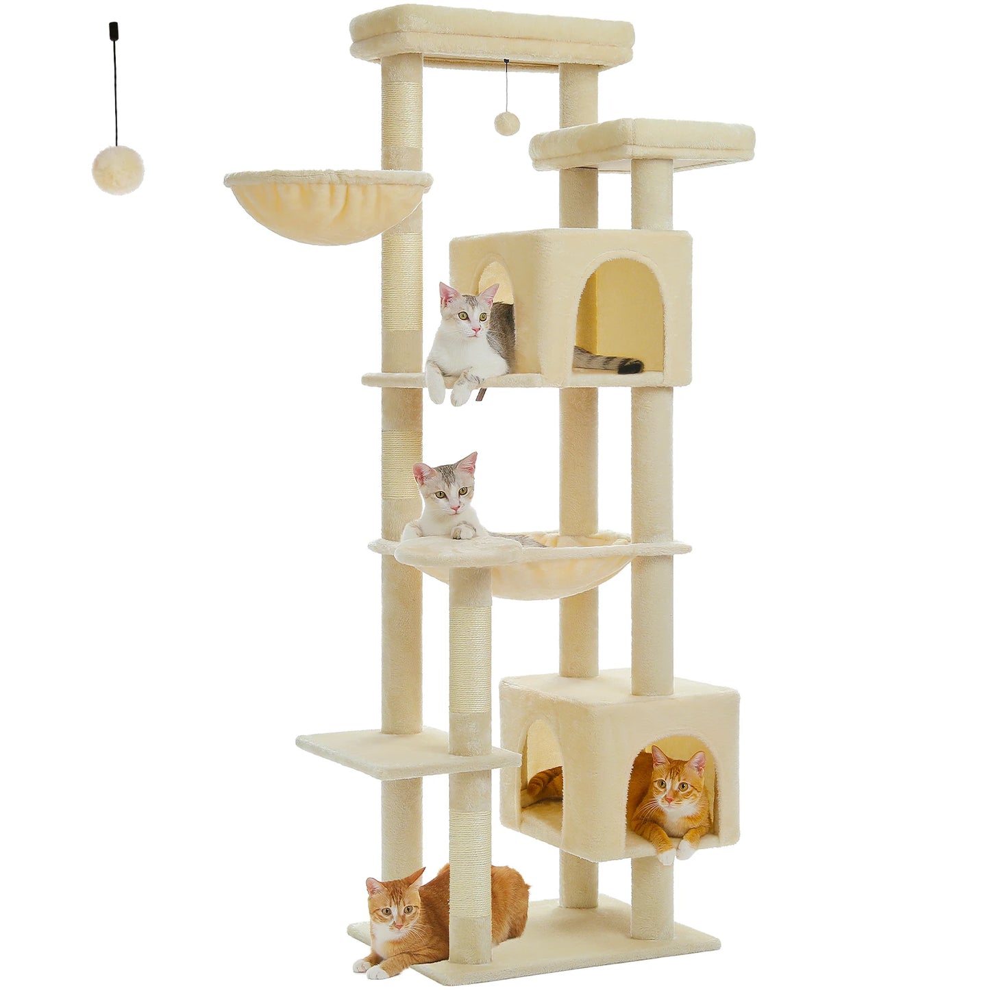 Large Multi-Level Cat Tree with Plush Condos, Perches & Caves