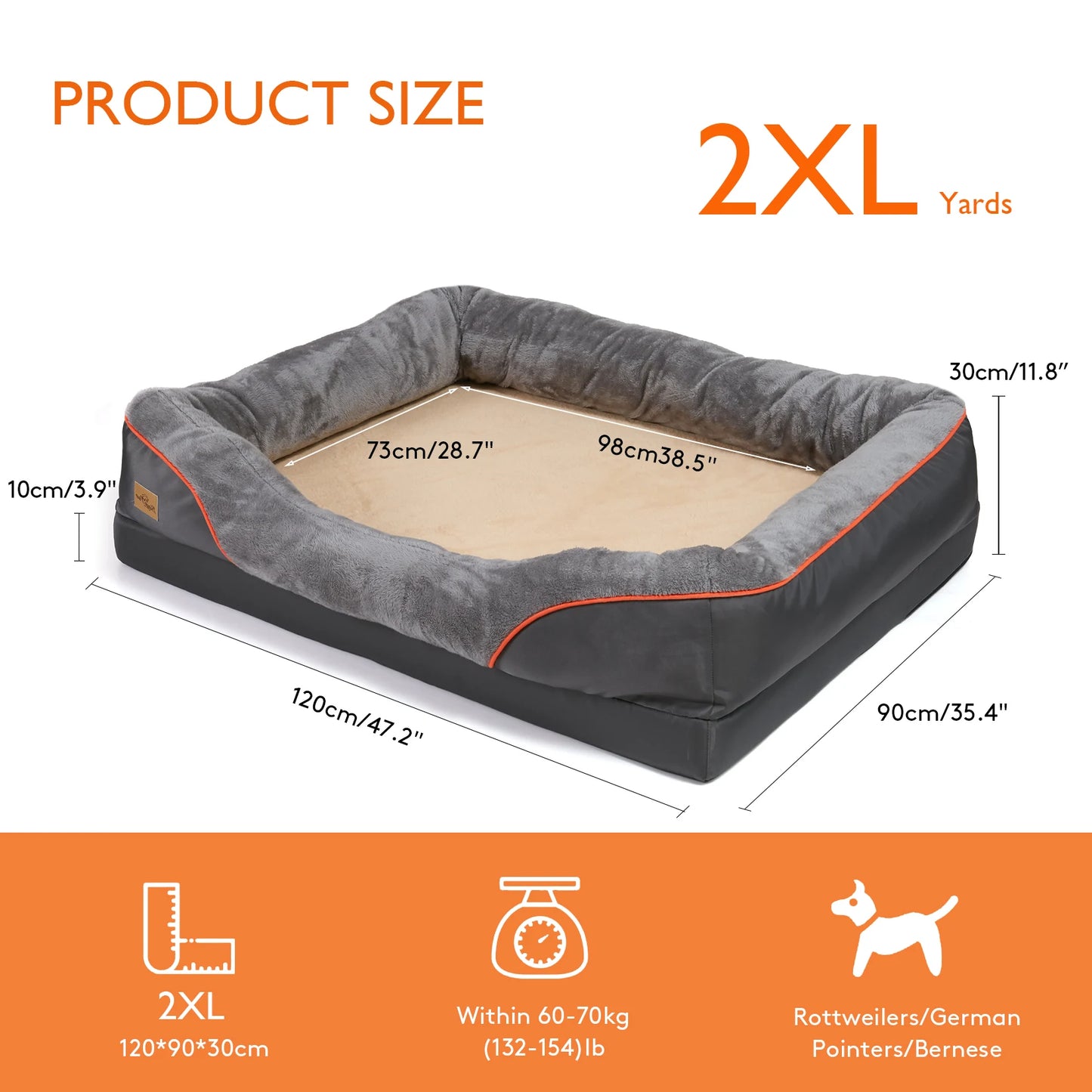 Large Fleece Dog Bed with Washable Waterproof Cover
