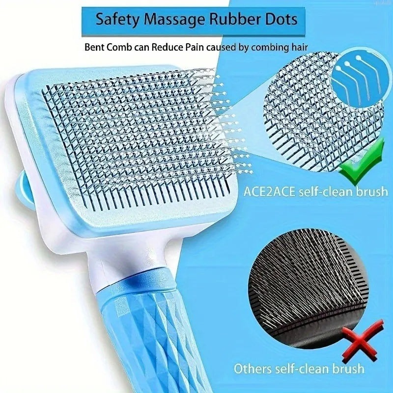 One-Button Pet Deshedding Brush for Dogs & Cats