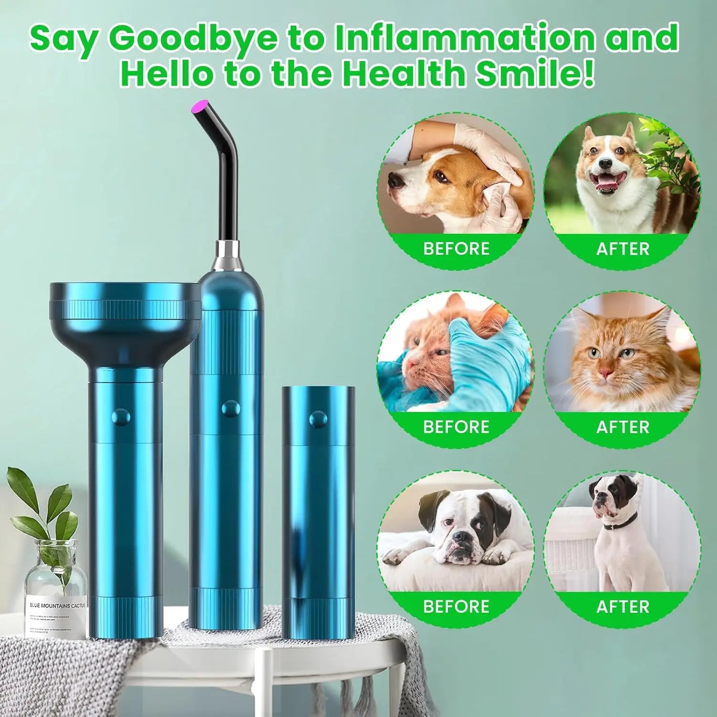 3-in-1 Laser Therapy Infrared for Cat 465-940nm Red Light Therapy for Pets Ear Inflammation Joint Inflammation Rhinitis&SkinCare