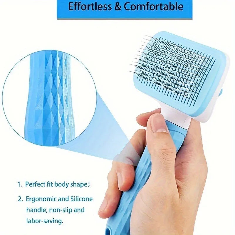 One-Button Pet Deshedding Brush for Dogs & Cats