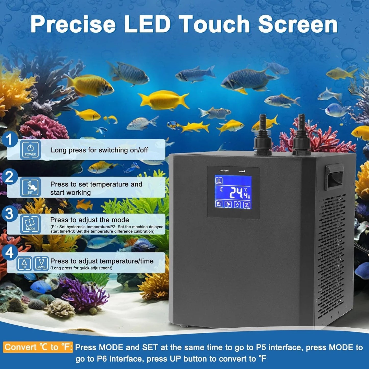 1/3 HP Aquarium Water Chiller for 79-Gallon Fish Tanks