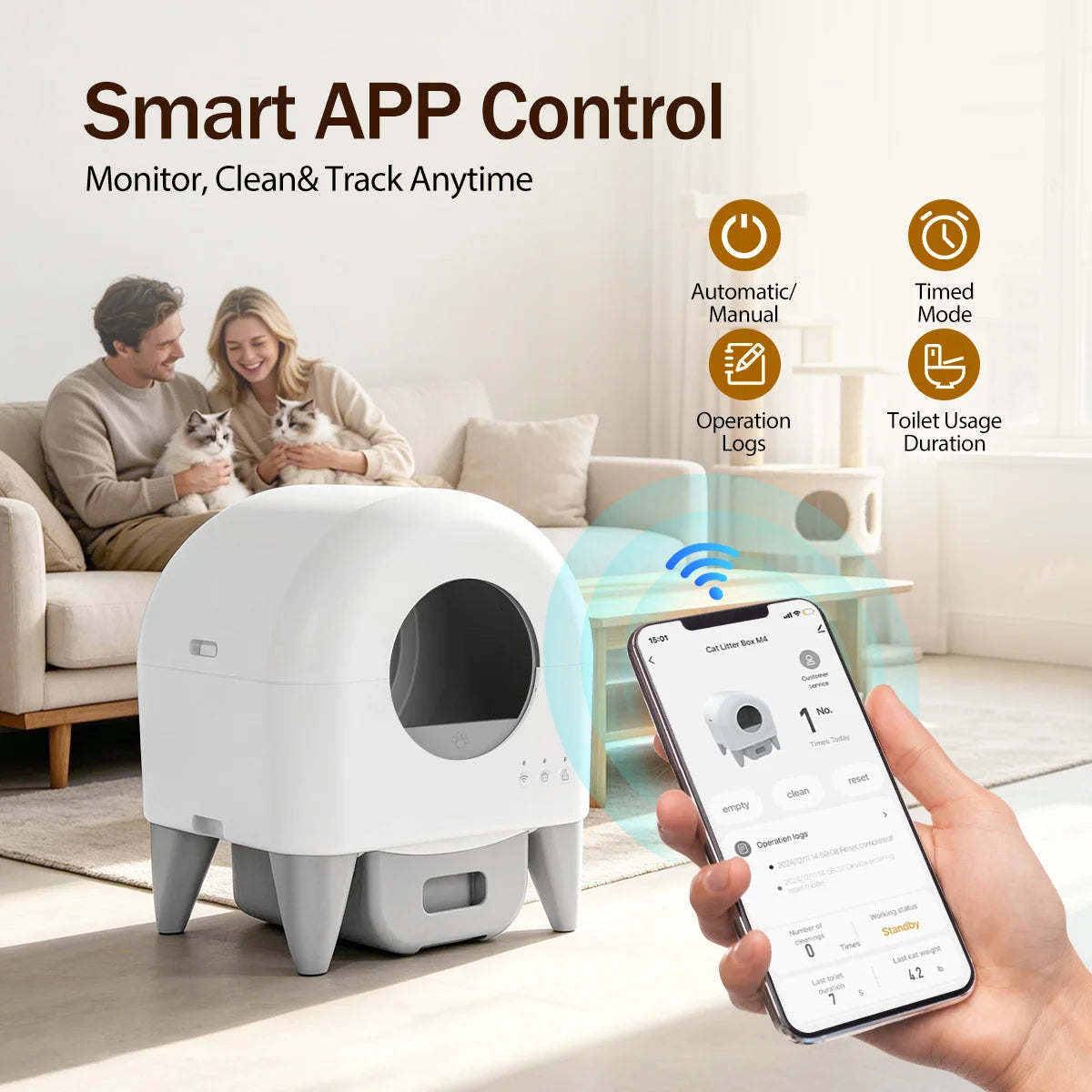 95L Automatic Self-Cleaning Smart Enclosed Cat Litter Box
