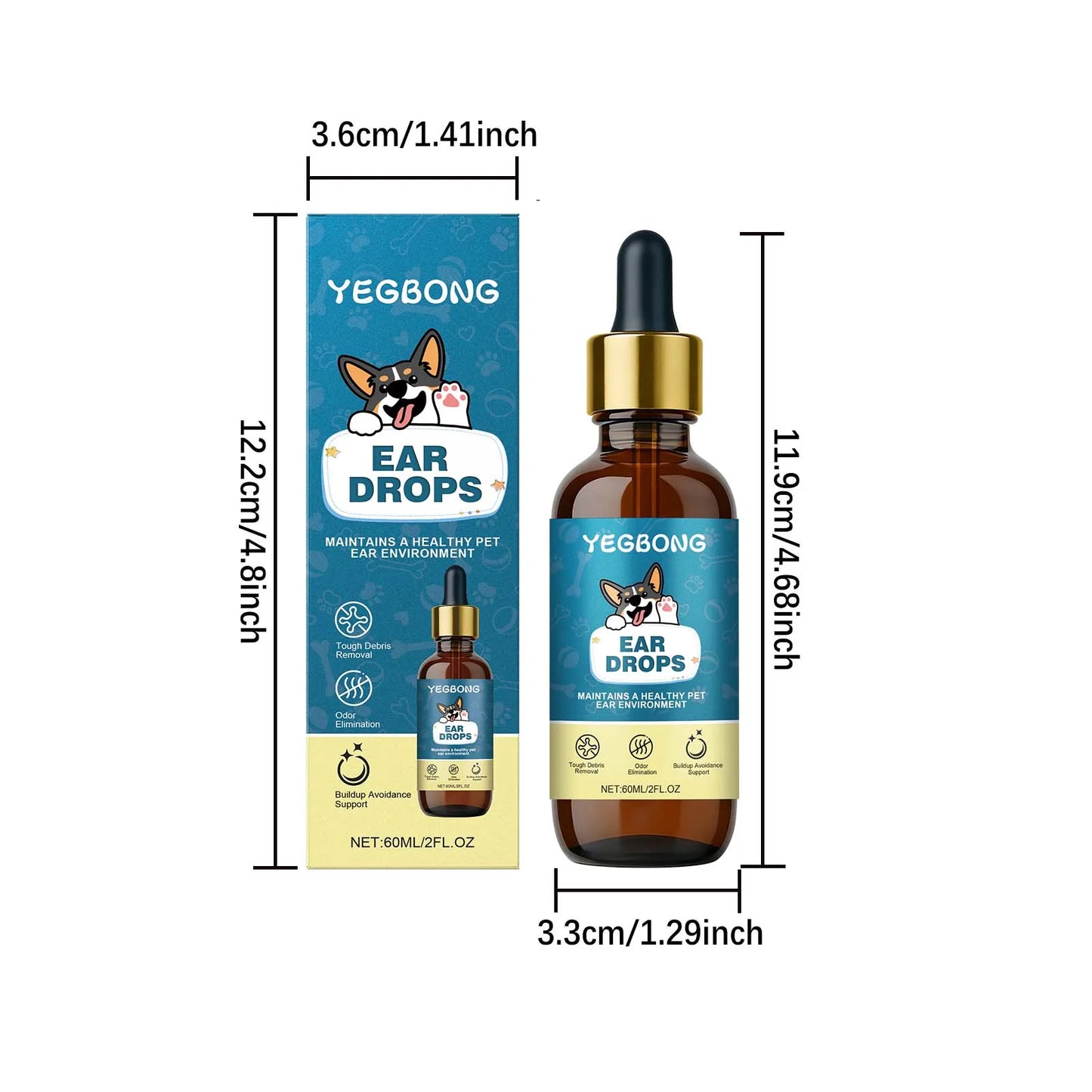Yegbong Natural Dog Ear Care Drops Gentle Cleaning Earwax Moisturizing Promote Health Nourishing Soothing Dog Ear Skin Care Drop