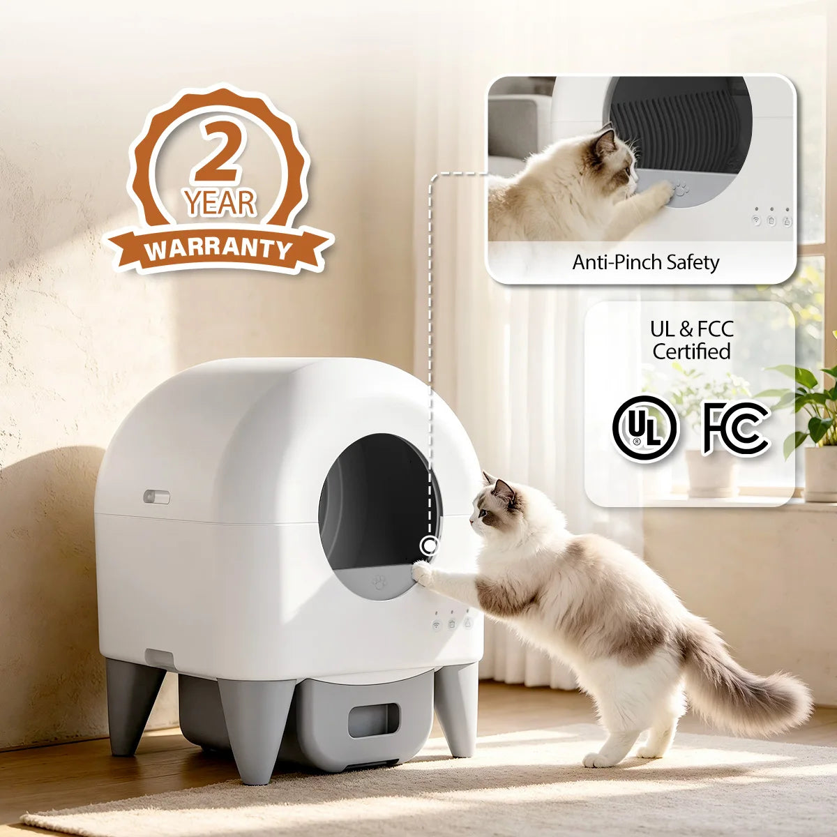 95L Automatic Self-Cleaning Smart Enclosed Cat Litter Box