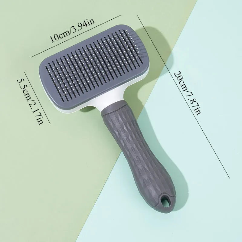2-in-1 Pet Grooming Brush with Self-Cleaning Deshedder