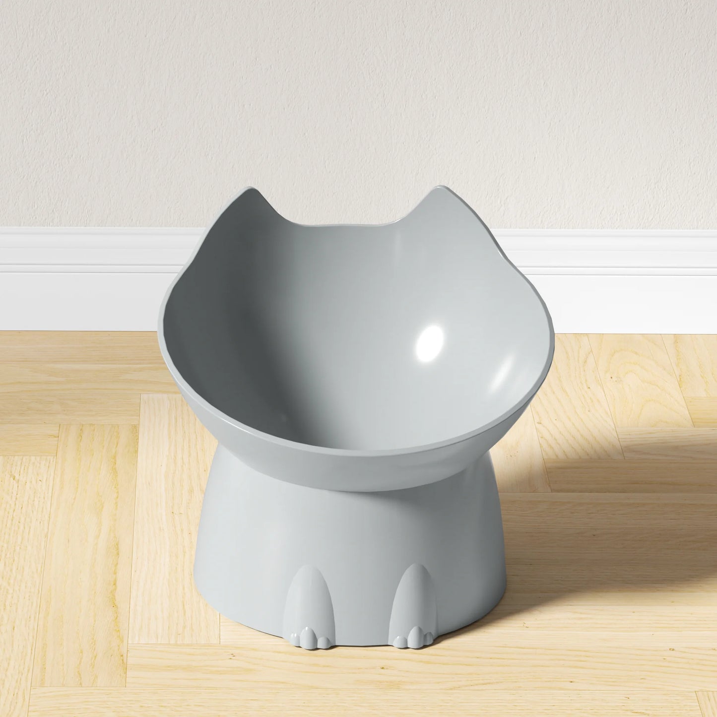 Elevated Anti-Tip Cat Bowl with Tilted Edge for Neck Comfort