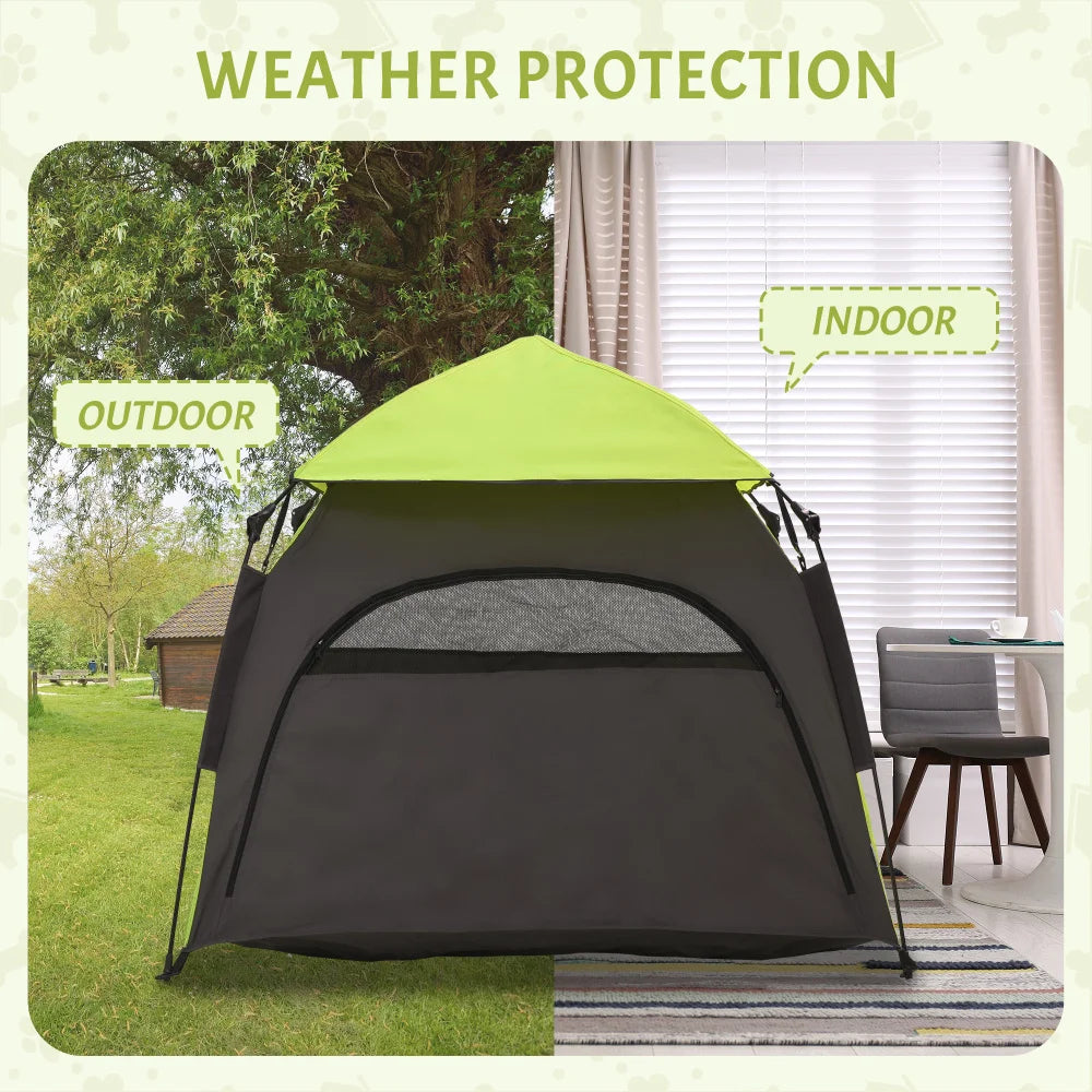 PawHut Pop Up Dog Tent for Extra Large & Large Dogs, Portable Pet Camping Tent with Carrying Bag for Beach, Backyard, Home - Green