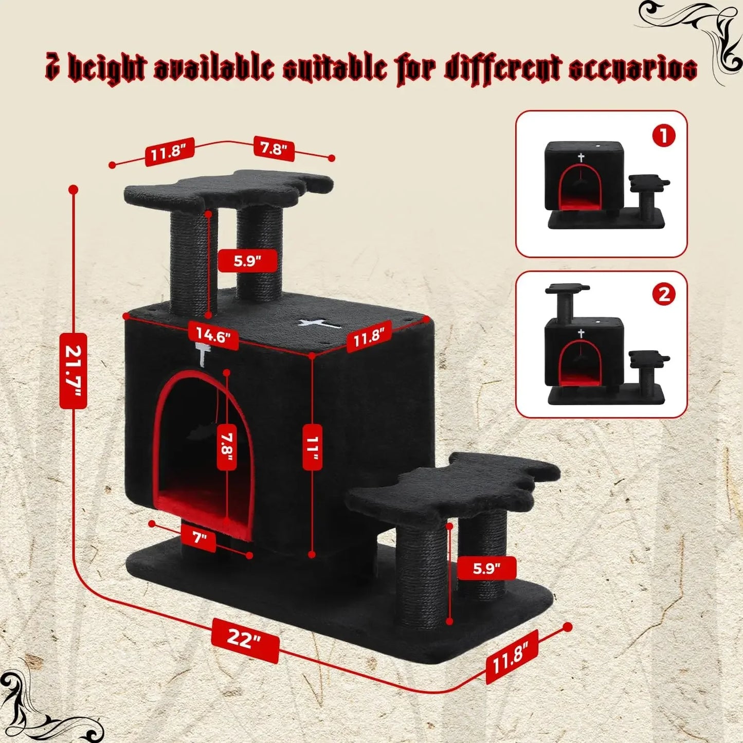 3-in-1 Pet Stairs & Cat Scratching Post - Steps for High Beds, Sofa, Couch, 3-Tier Tower with Sisal Pad for Small Pets