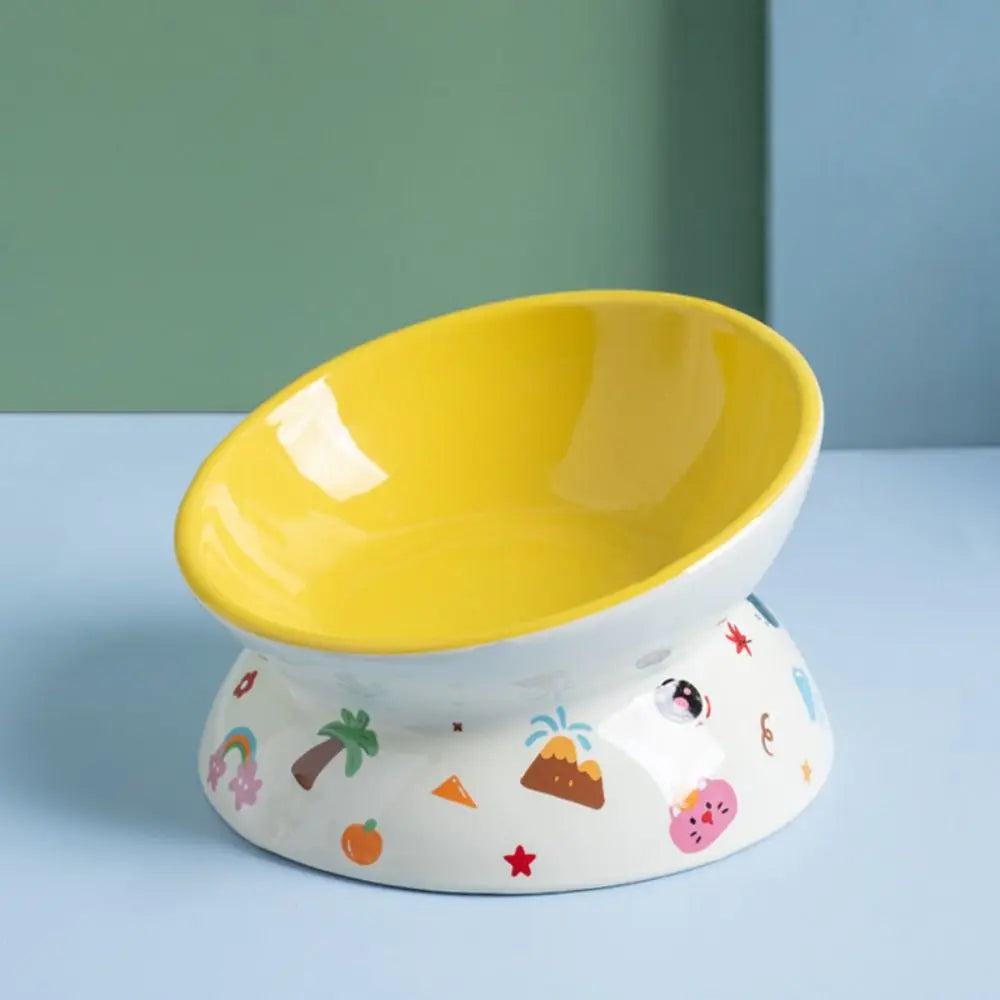 Elevated Ceramic Pet Bowl with Flat or Slanted Mouth - alternate angle view