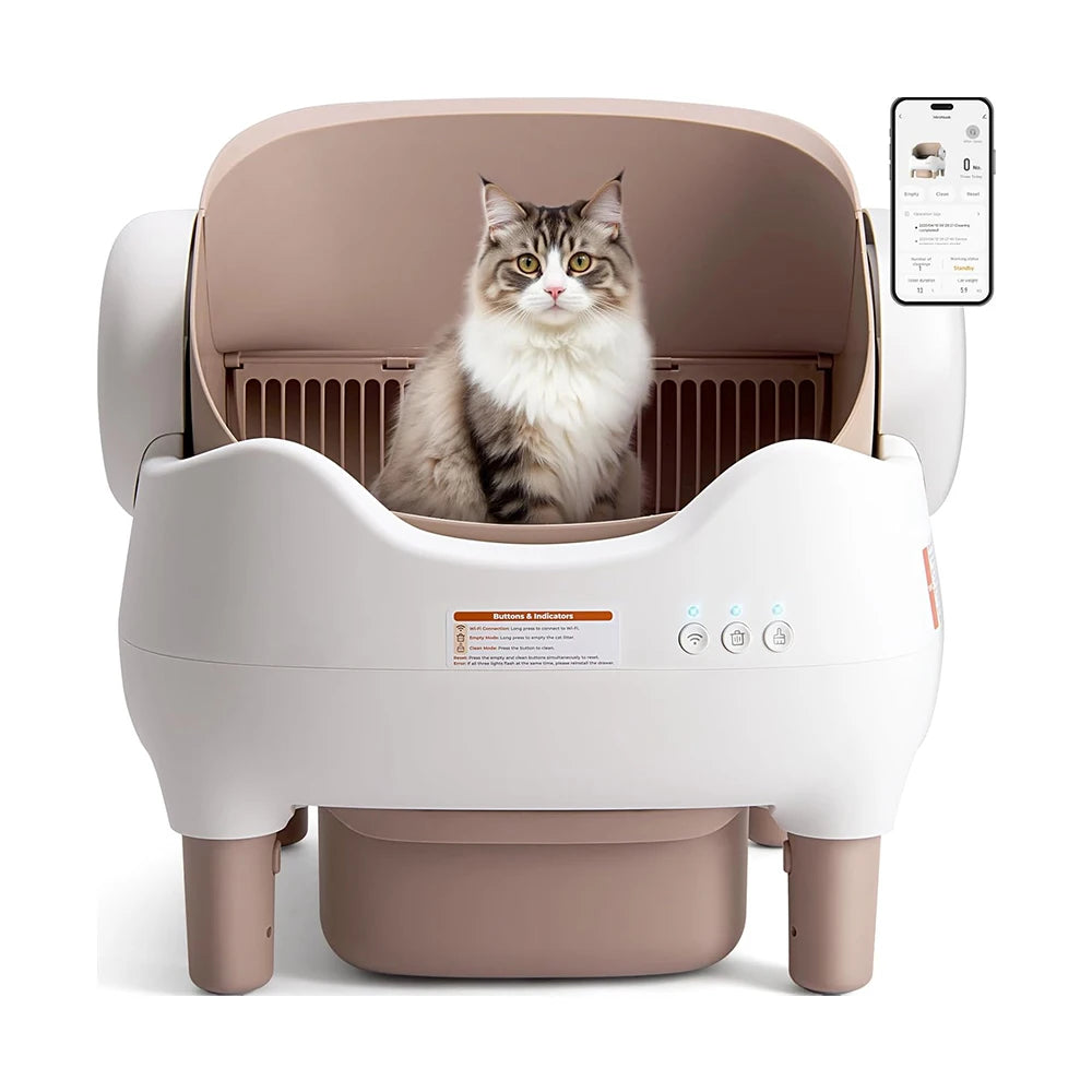 Extra-Large Smart Self-Cleaning Cat Litter Box, App Control - front view