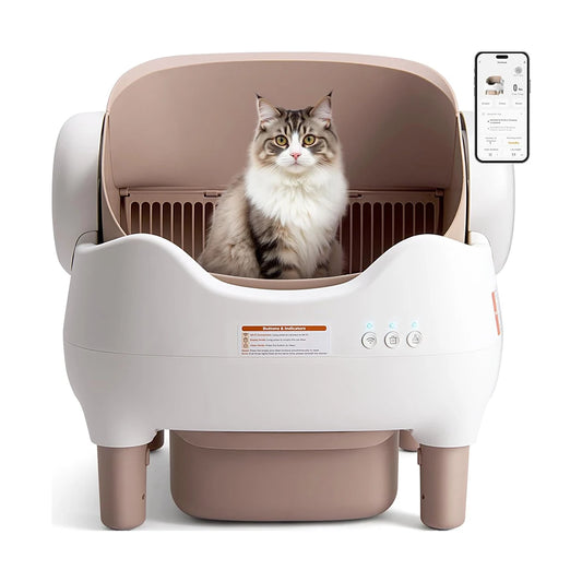 Extra-Large Smart Self-Cleaning Cat Litter Box, App Control - front view