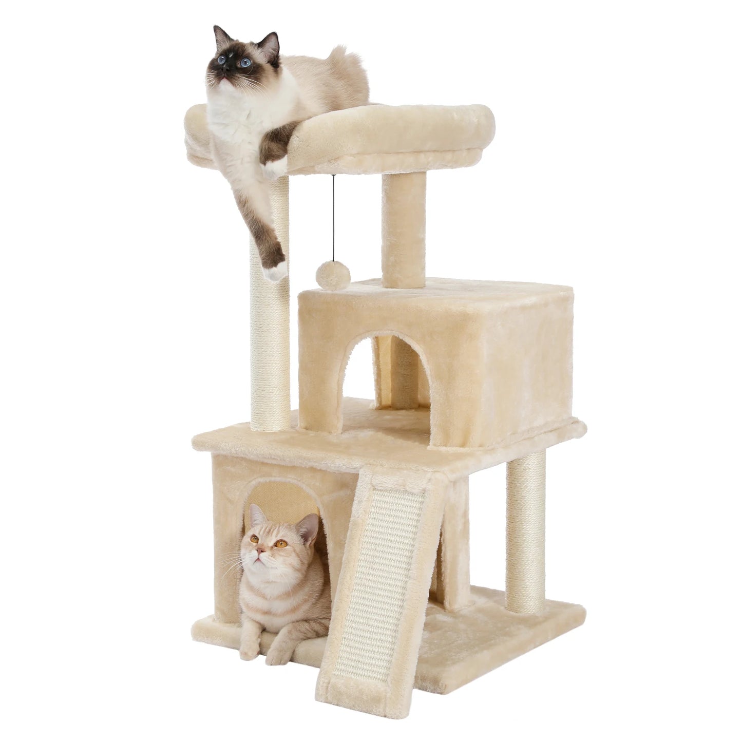 Multilevel Cat Tree Tower with Double Condos & Sisal Posts