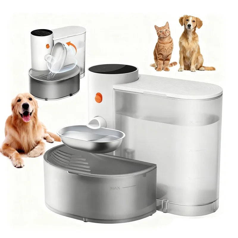 Smart Stainless Steel Pet Water Dispenser with LCD Display - front view