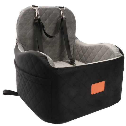Dog Booster Car Seat for S/M Dogs Up to 35lbs, Soft 6in Elevated Cushion, Fits In Front/Back Seat, Fully Detachable And Washable, 2 Storage Pockets & 3 Straps, Easy to Install JUYHGV