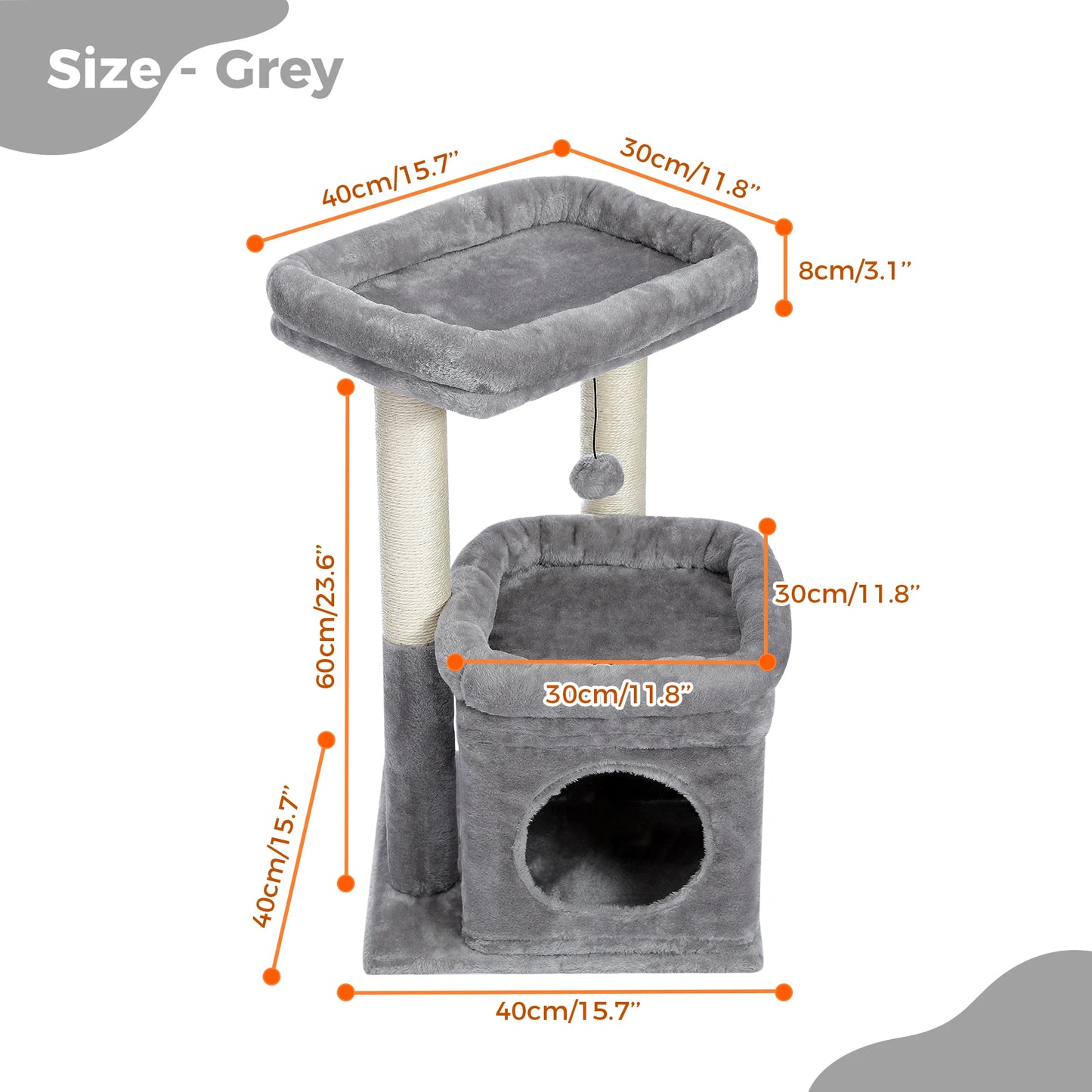 Cat Tree Tower with Natural Sisal Post, Condo & Top Perch