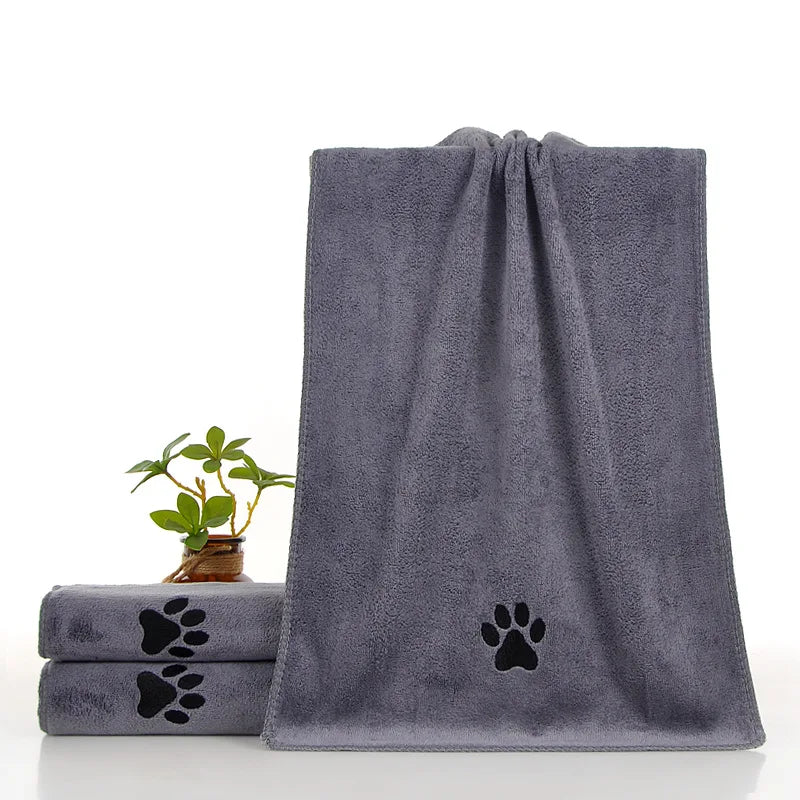 35*75cm/50*100cm Microfiber Pet Bath Towel Embroidered Super Soft Absorbent Cat for Dogs Grooming Supplies