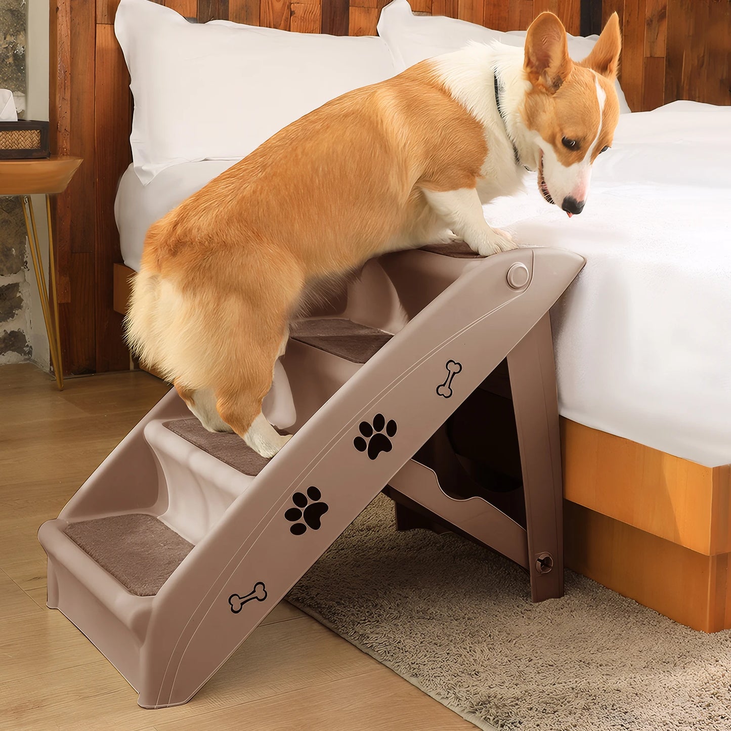 4-Step Pet Dog Stairs Foldable Cat and Dog Steps Nonslip Dog Stairs Ramp Sofa Ladder Pet Furniture for High Bed Chair Couch Sofa