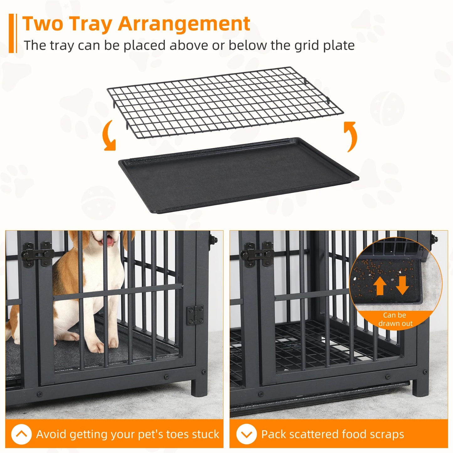 Furniture-Style Dog Crate with Removable Tray - feature close-up view