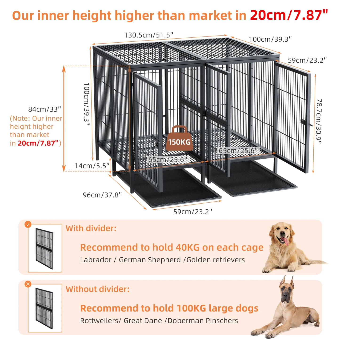 Heavy-Duty Metal Dog Crate with Removable Tray - feature close-up view