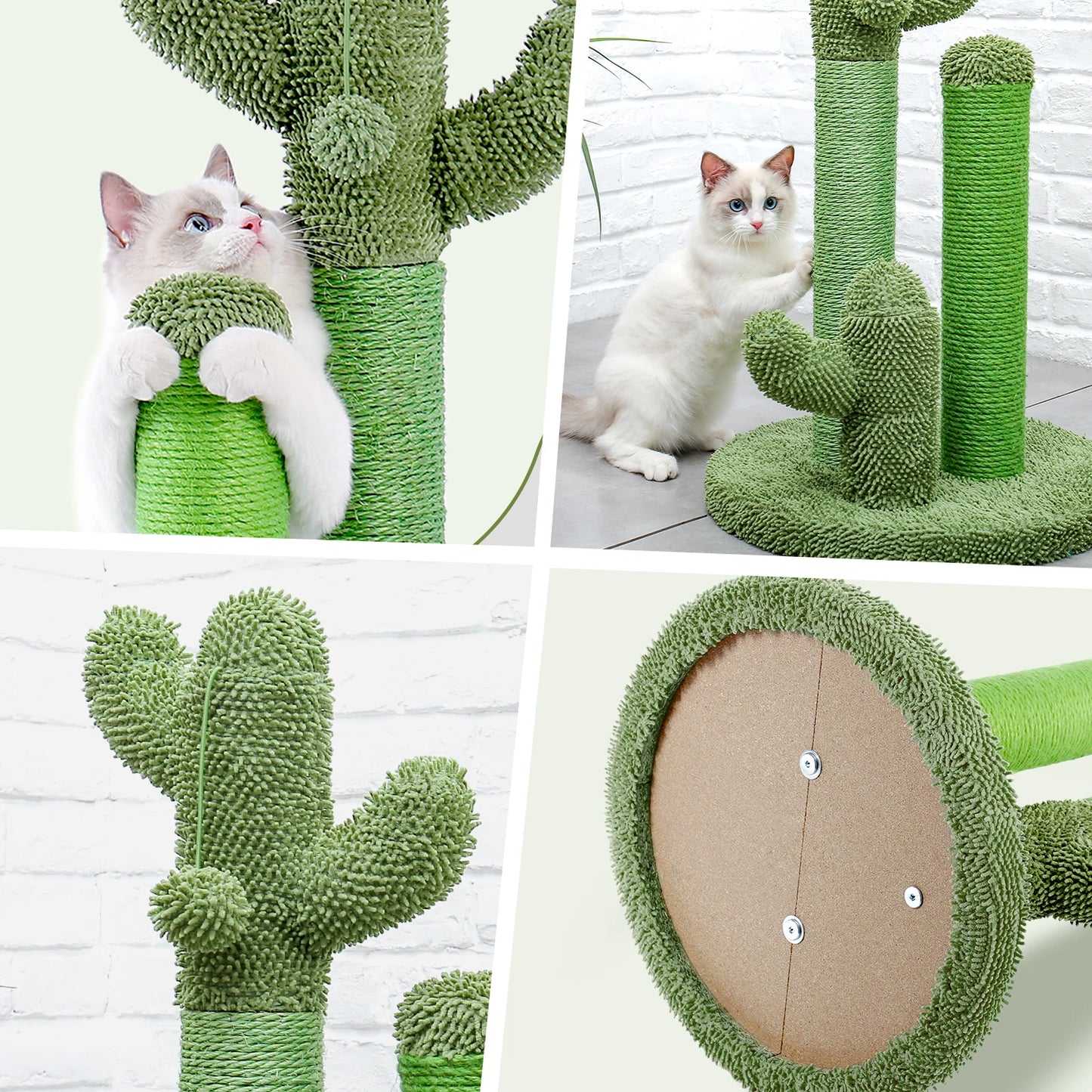 Cactus Cat Scratching Post with 3 Poles & Dangling Ball