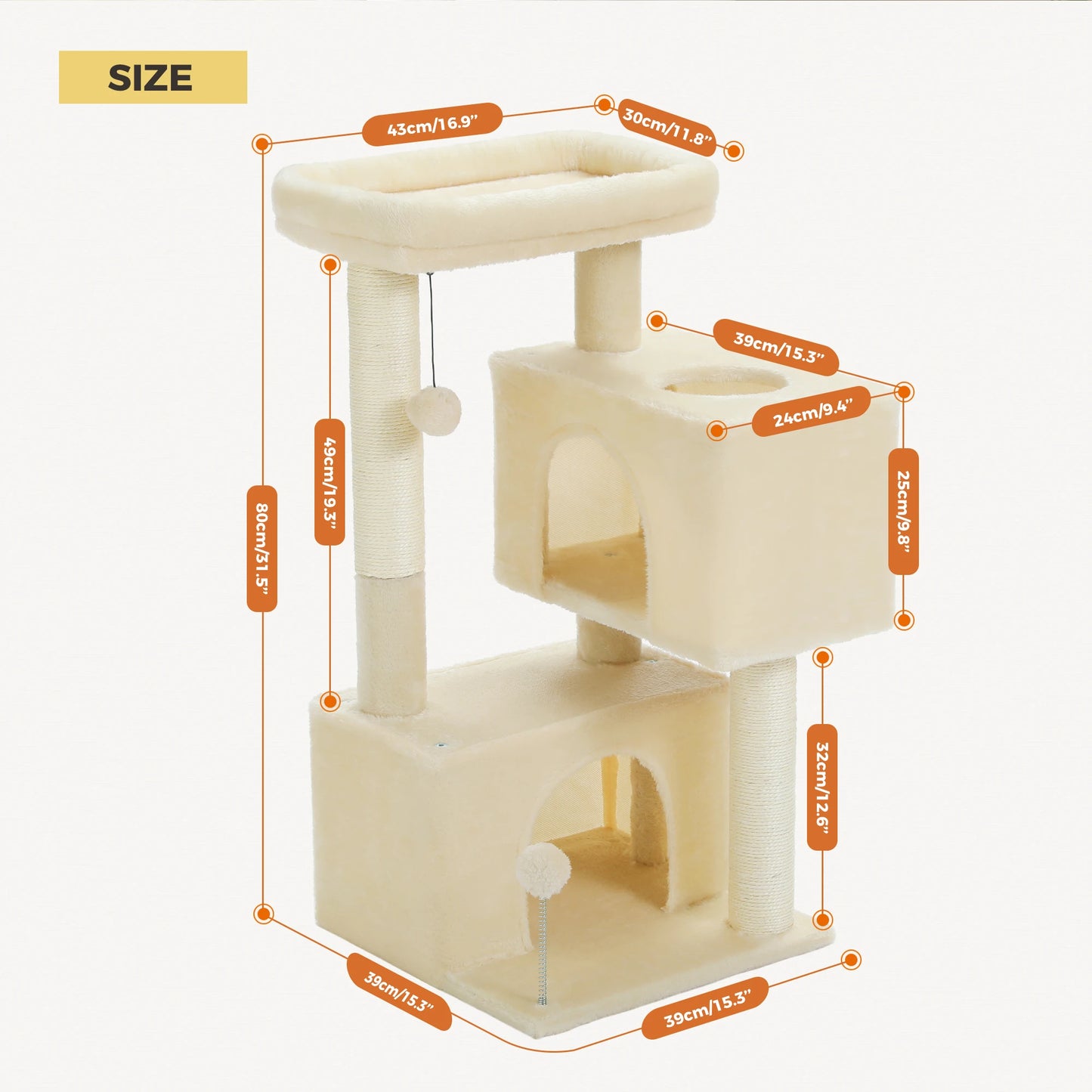 Multi-Level Cat Tree with Sisal Posts & Padded Perch