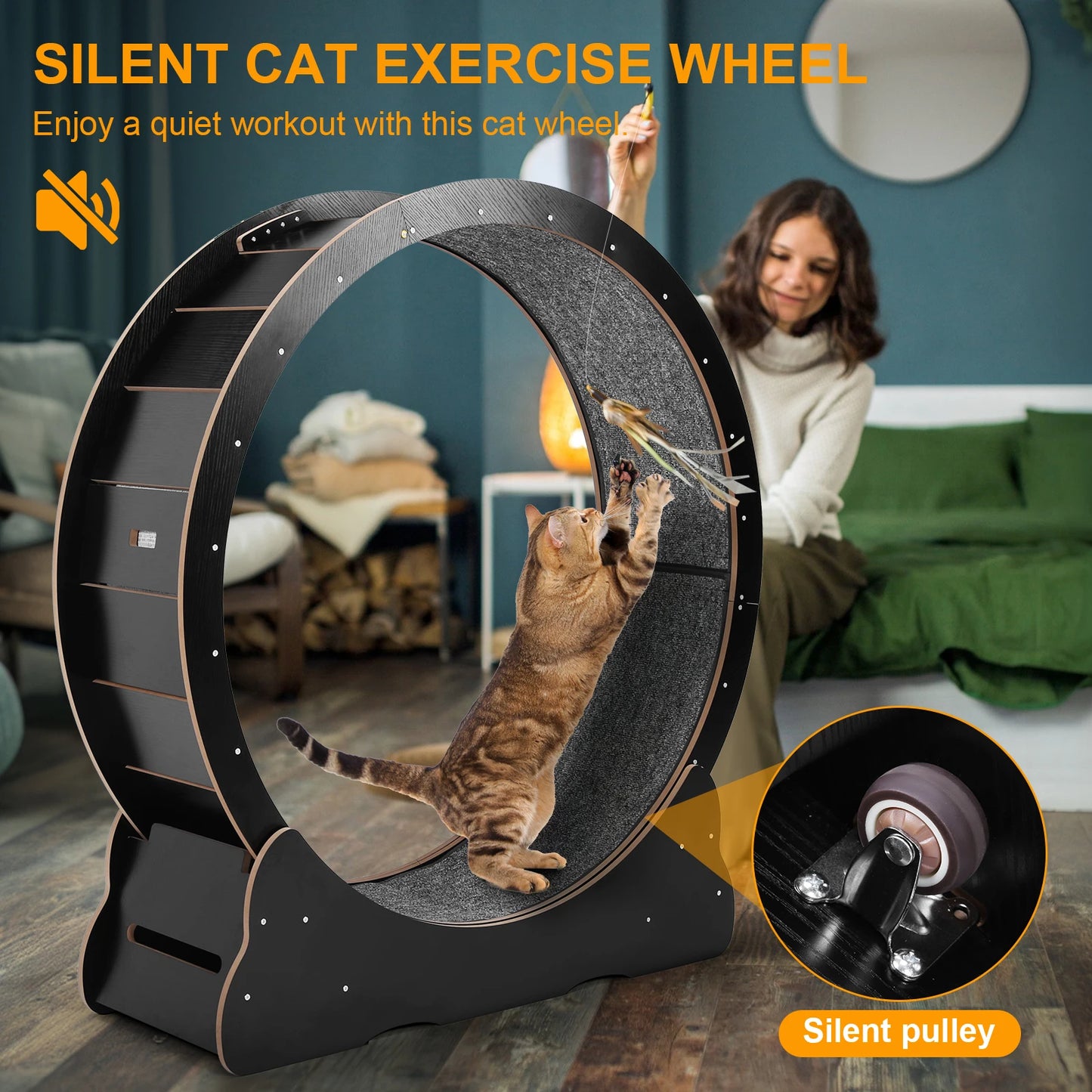 Cats Exercise Running Wheel 43inch Large Cat Running Treadmill Wheel for Indoor Cats