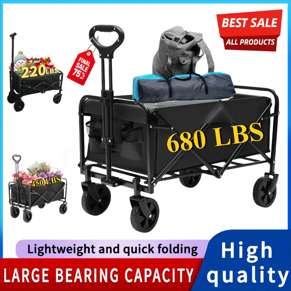 Heavy-Duty All-Terrain Folding Wagon Cart for Camping - front view