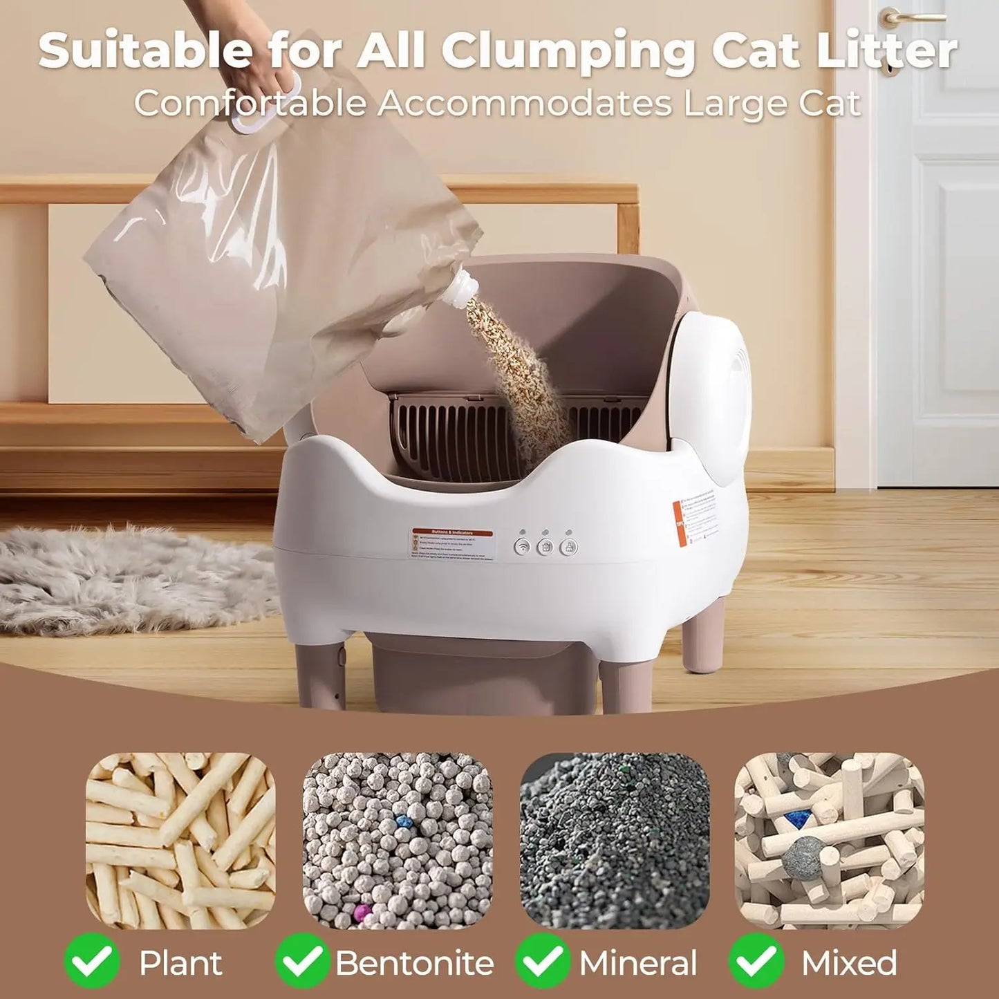 Extra-Large Smart Self-Cleaning Cat Litter Box, App Control