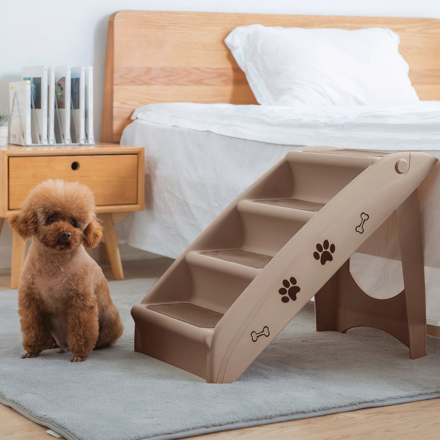 4-Step Pet Dog Stairs Folding Cat and Dog Steps Non-Slip Dog Stairs Ramp Sofa Ladder Pet Furniture for High Bed Chair Couch Sofa