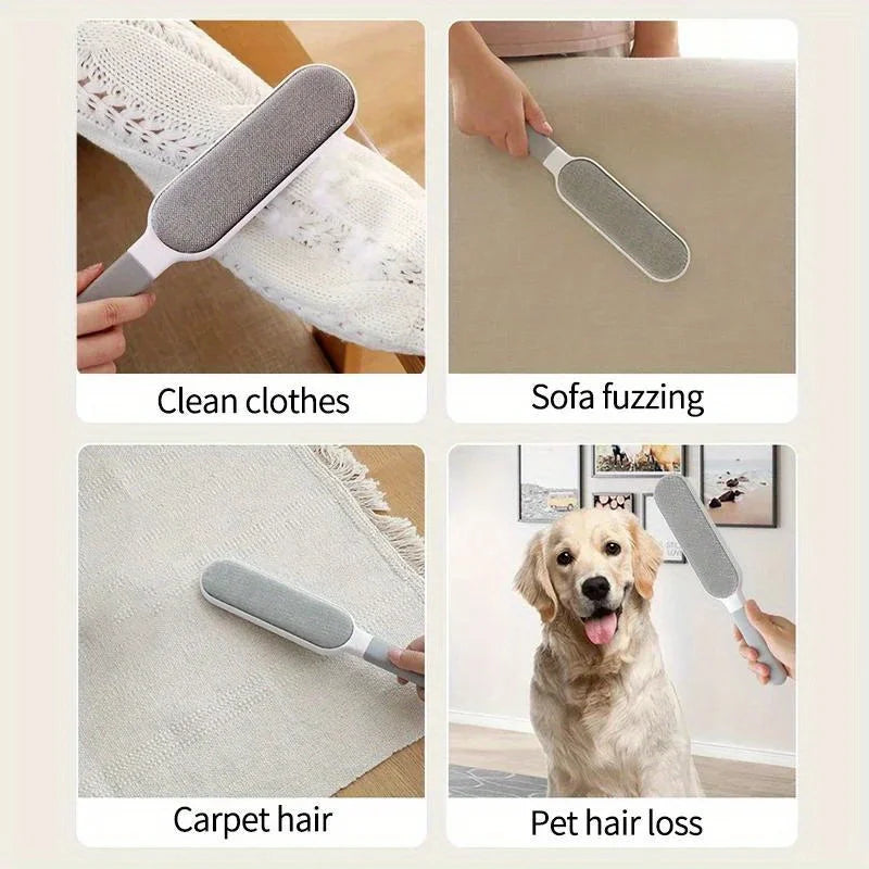 Double-Sided Electrostatic Pet Hair Remover Brush - front view
