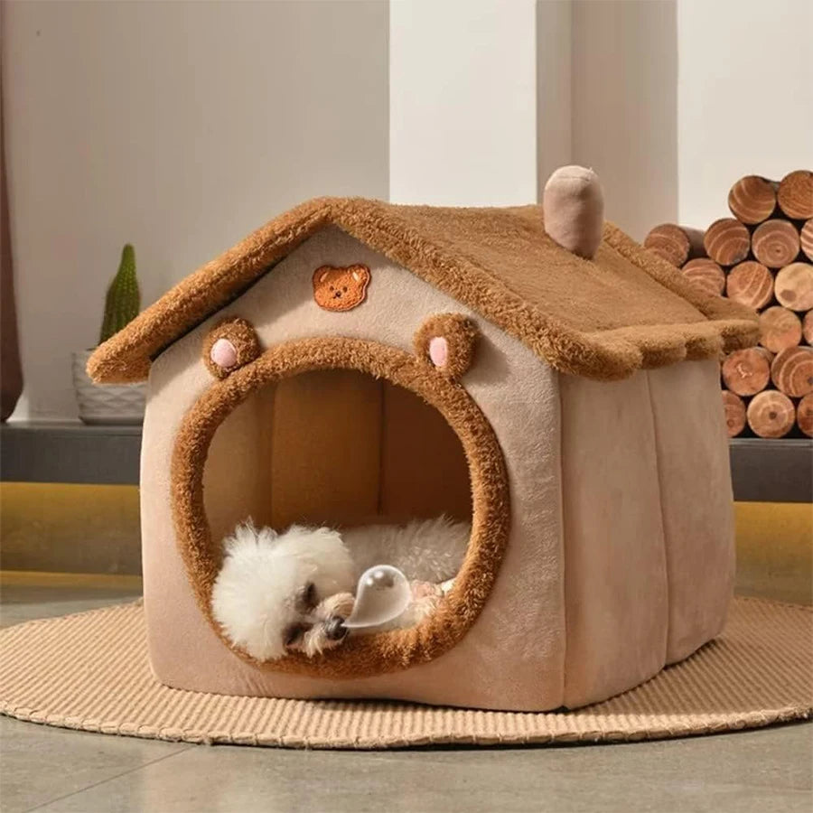 Foldable Washable Cat House & Cave Bed for Small Pets