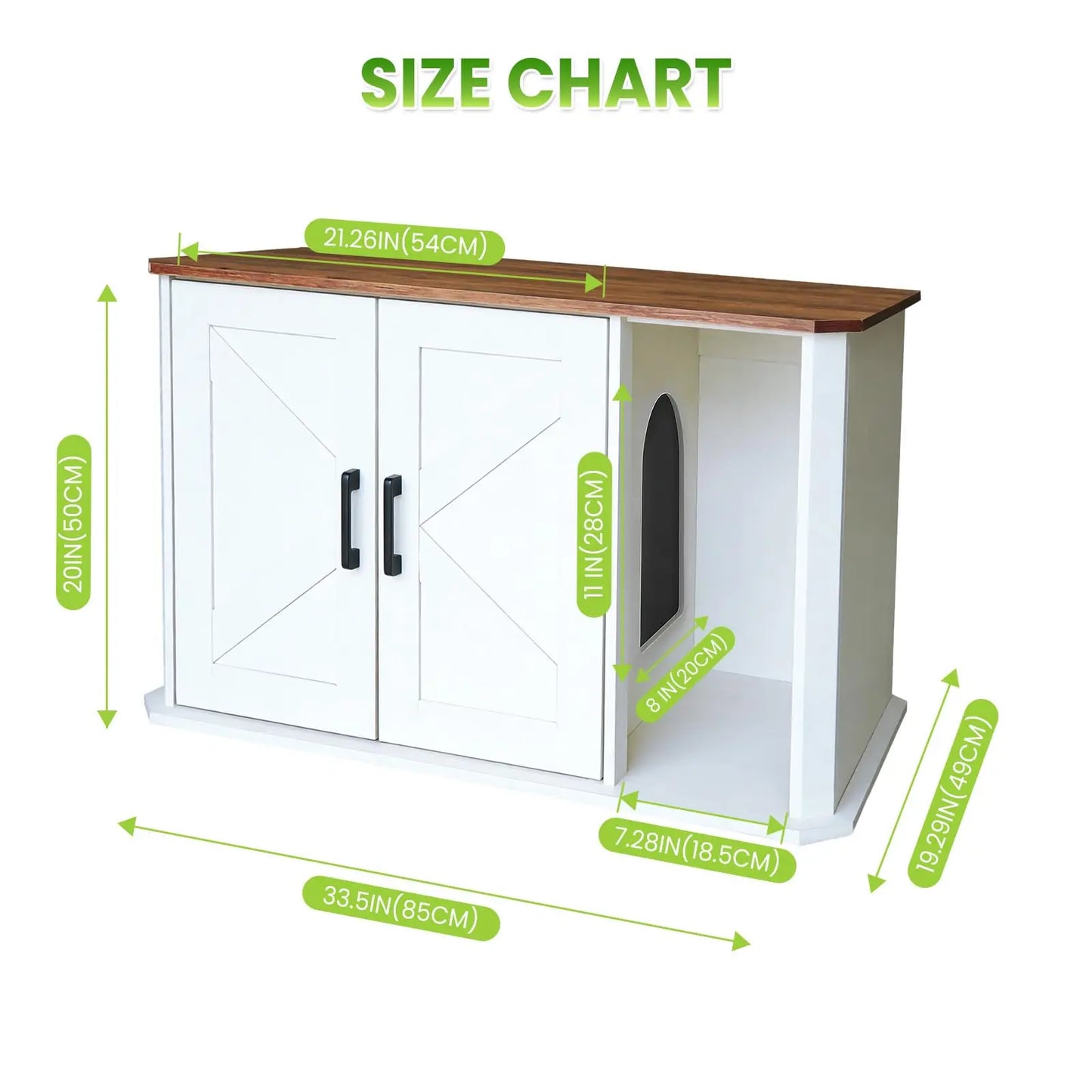 Hidden Cat Litter Box Enclosure Furniture Wooden Cat Washroom Cabinet With Double Doors Side Entry Modern Pet House End Table