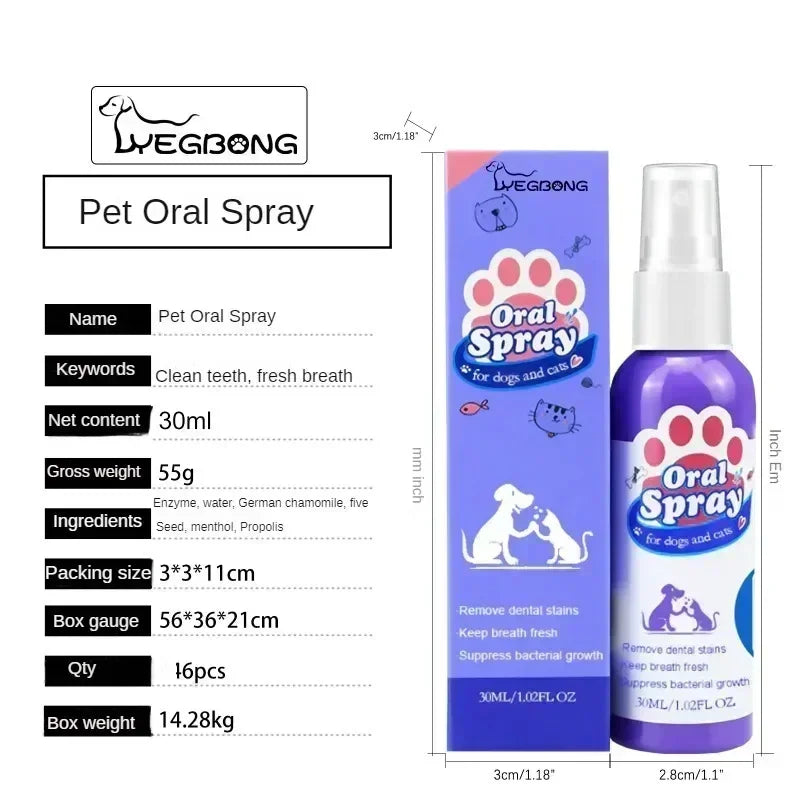 Pet Teeth Cleaning Spray Oral Care for Cats & Dogs