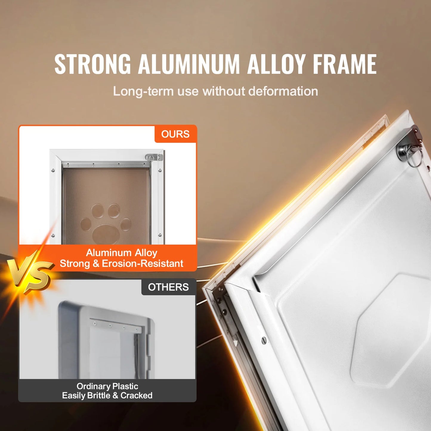 Aluminum Frame Weatherproof Dog Door with Lock & Flap System