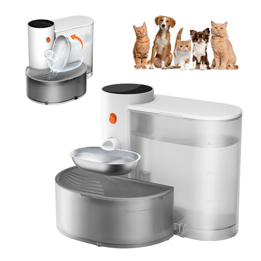 Stainless Steel Automatic Pet Water Dispenser Bowl - front view