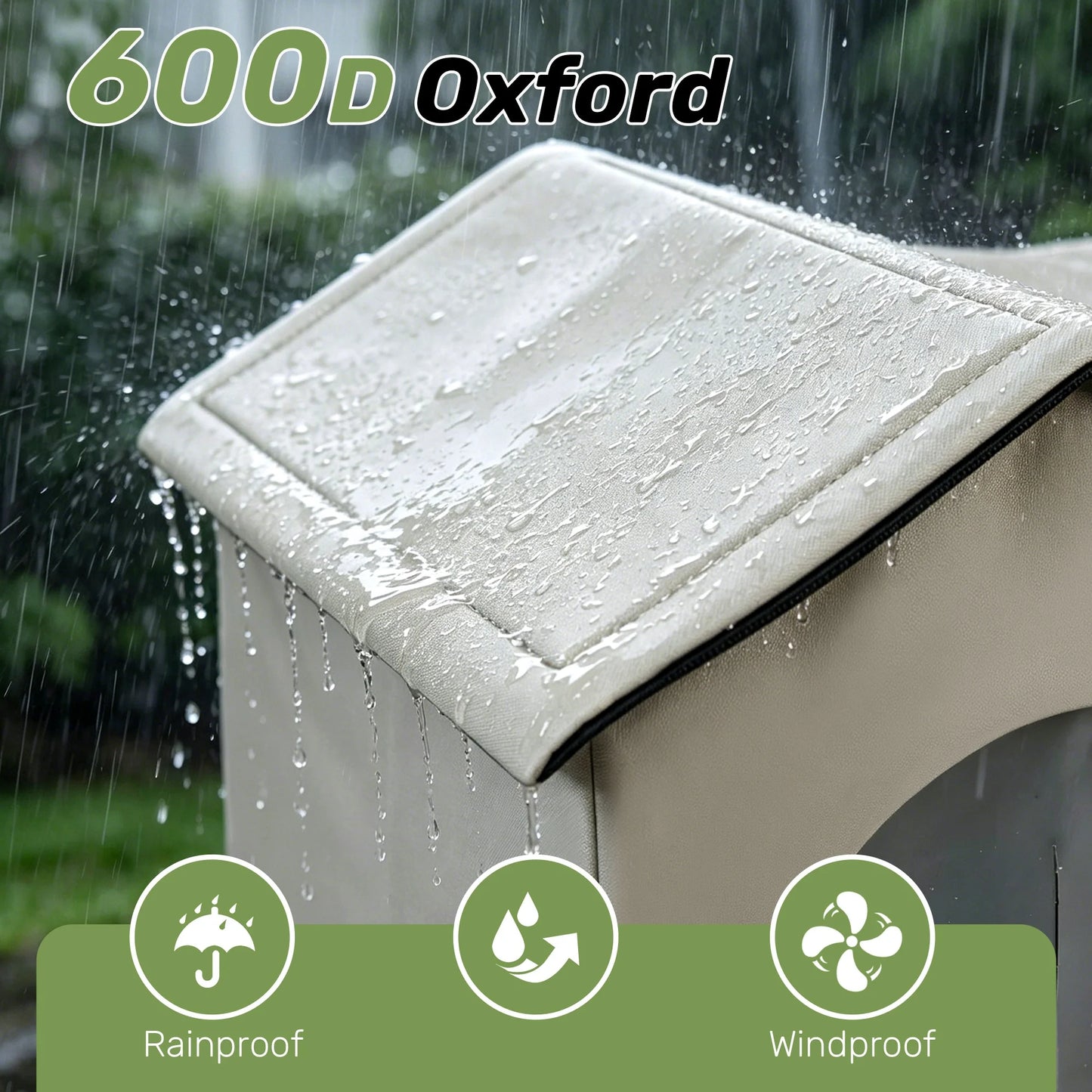 Foldable Pet Ice Igloo with Cooling Mat, Oxford Cloth Heat Insulated Design for Indoor & Outdoor All-Season Use, Built-in Pocket for Ice Packs, Suitable for Small to Medium Dogs & Cats, Windproof Cat Bed, Bite Resistant & Eas