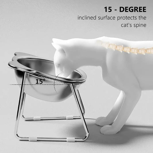 304 Stainless Steel Raised Cat Bowl with Tilted Design main product image