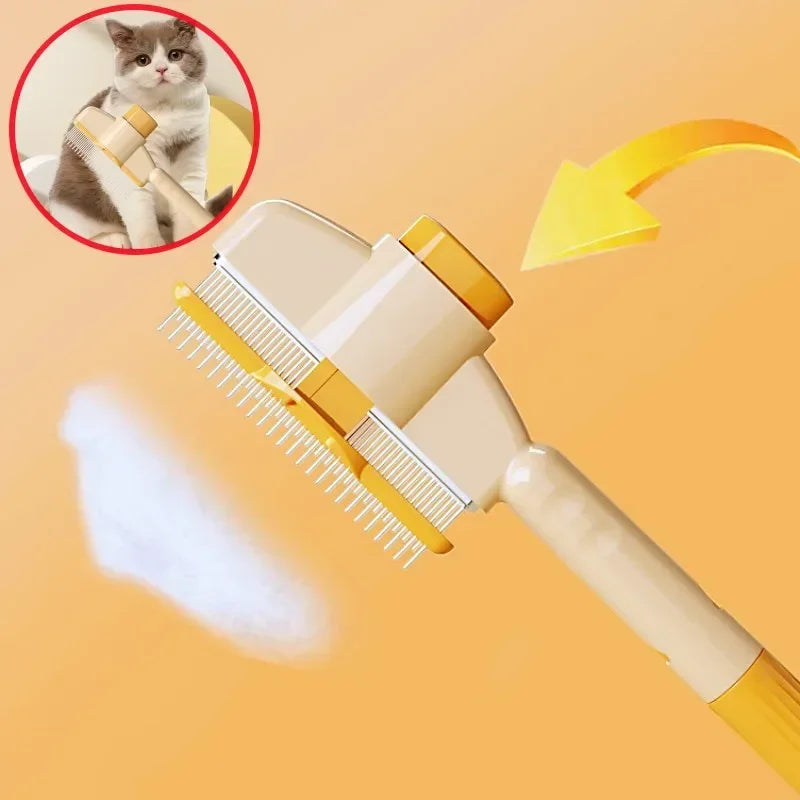 Self-Cleaning One-Button Pet Grooming Brush & Hair Remover - front view