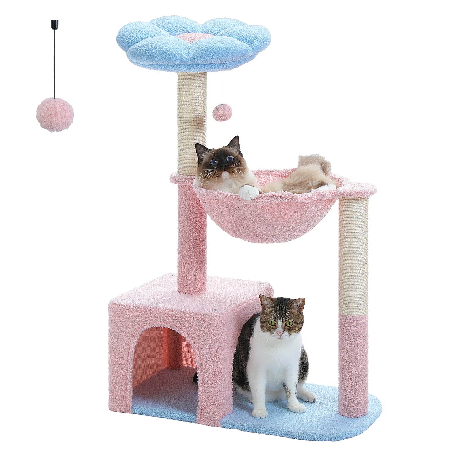 Flower Cat Tree with Metal Frame Hammock & Sisal Posts